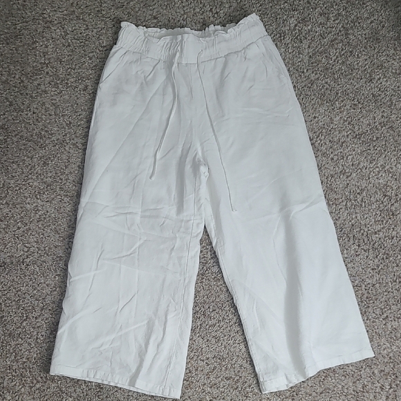 Anrabess White Drawstring Linen Blend Pants - Picture 1 of 13